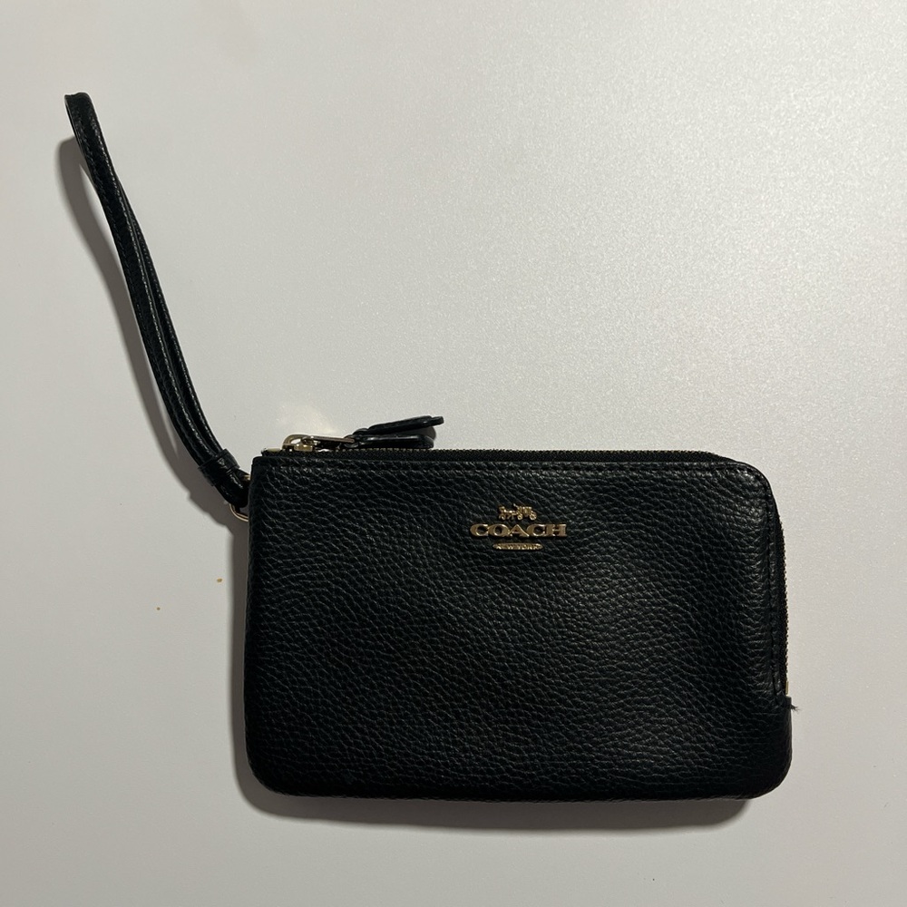 Coach Black Leather Wristlet - Picture 1 of 4